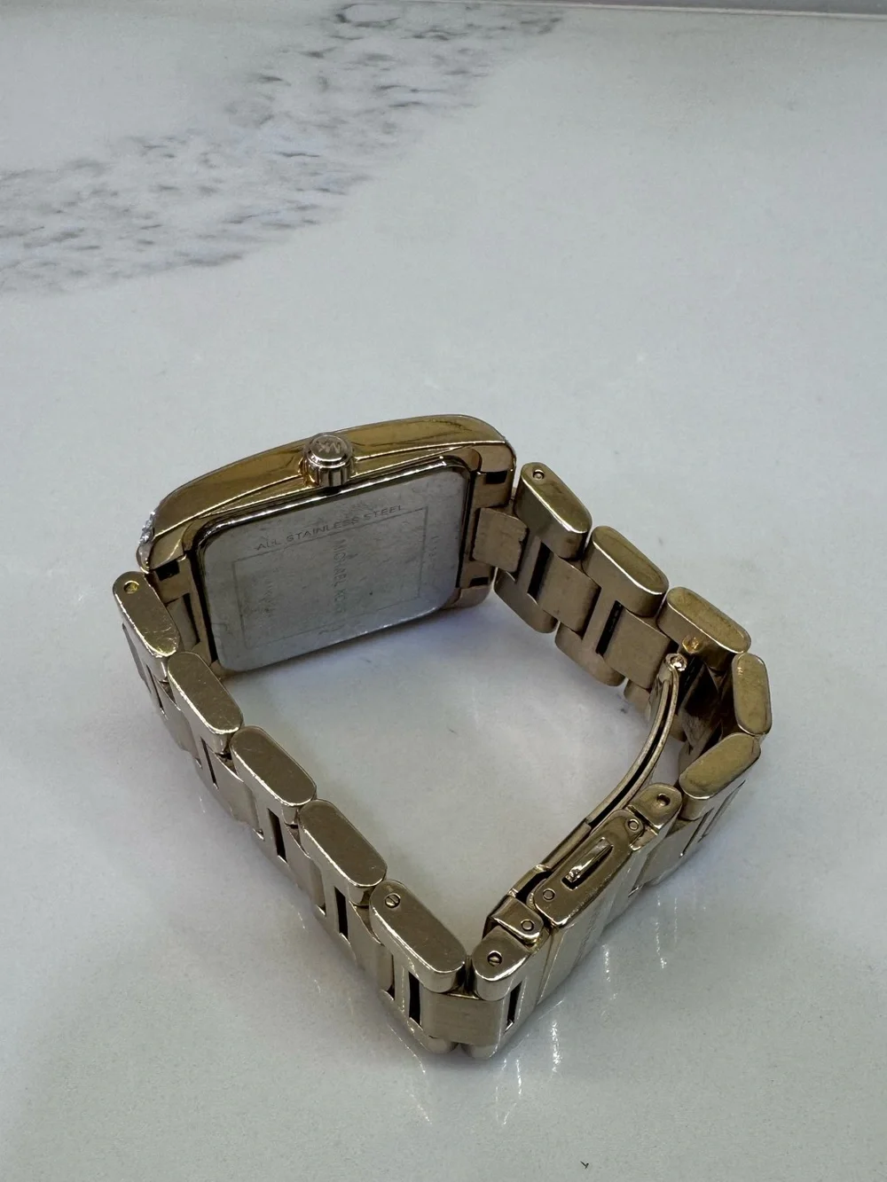 Michael Kors Gold Crystal-Frame Women's Rectangular Watch
